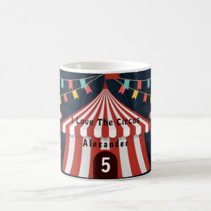 Vintage Circus Karnival Rött vitt blått ålder Kaffemugg