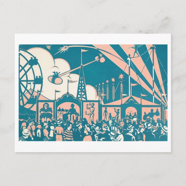 Vintage Circus/Karnival vykort (Framsida)