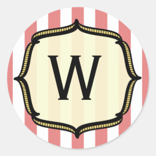 Vintage Circus Monogram Sticker Runt Klistermärke