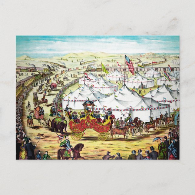 Vintage Circus Parad Vykort (Framsida)