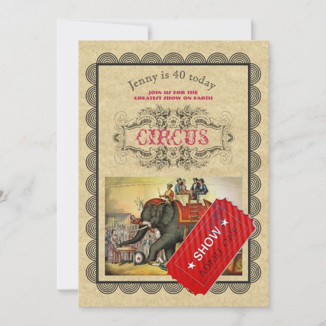 Vintage CIRCUS-partiinbjudan Rustic Inbjudningar (Framsida)