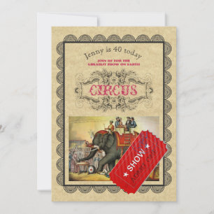Vintage CIRCUS-partiinbjudan Rustic Inbjudningar