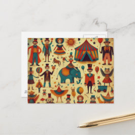 Vintage Circus People Collage Vykort