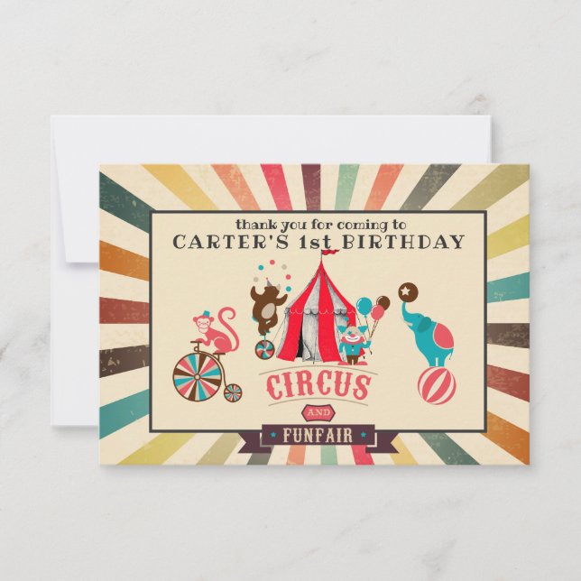 Vintage Circus Personlig Tack födelsedag (Framsida)