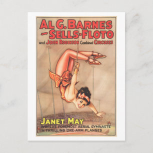 Vintage Circus Poster: Aerial Gymnast Janet May Vykort