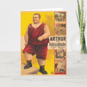 Vintage Circus Poster Arthur den kolossala Kid Kort