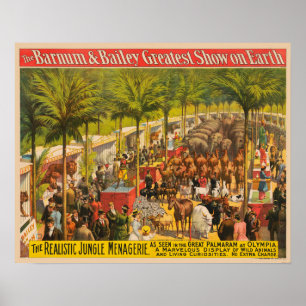 Vintage Circus Poster av djur och utförare