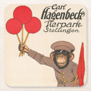 Vintage Circus Poster av en monopolodepåballong Underlägg Papper Kvadrat