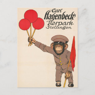 Vintage Circus Poster av en monopolodepåballong Vykort