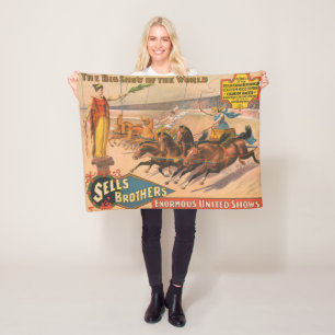 Vintage Circus Poster av en romersk chariot Tävlin Fleecefilt