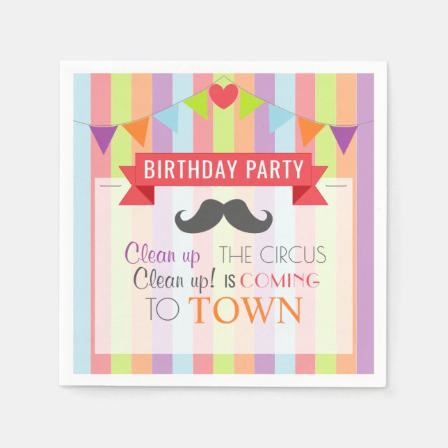 Vintage Circus Poster barns Födelsedagsfest Pappersservett (Framsidan)