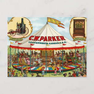 Vintage Circus Poster. C.W. Parker. Vykort