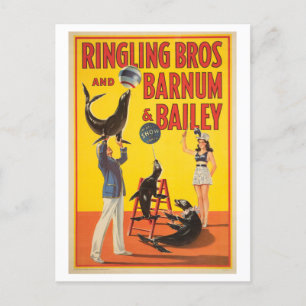 Vintage Circus Poster för Ringling, Barnum, Bailey Vykort