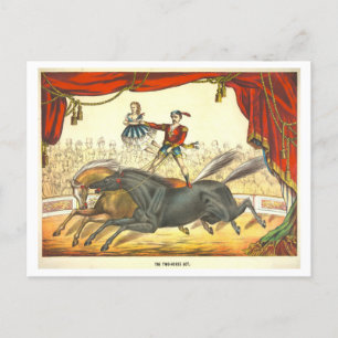 Vintage Circus Poster för vykort för hästlag