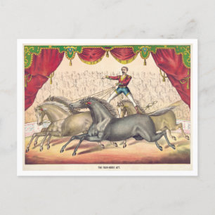 Vintage Circus Poster för vykort för hästlag