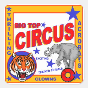 Vintage Circus Poster Fyrkantigt Klistermärke