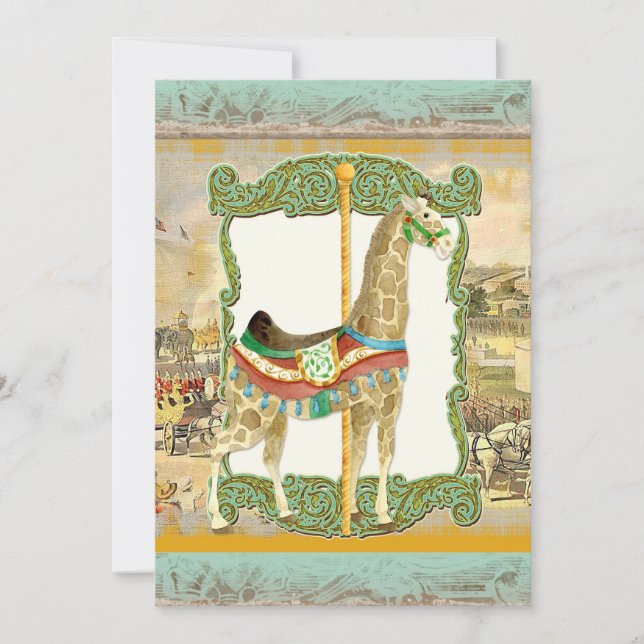 Vintage Circus Poster, Giraffe Baby Shower Inbjudningar (Framsida)