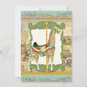 Vintage Circus Poster, Giraffe Baby Shower Inbjudningar