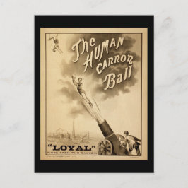 Vintage Circus Poster Human Canon Boll circa 1879 Vykort