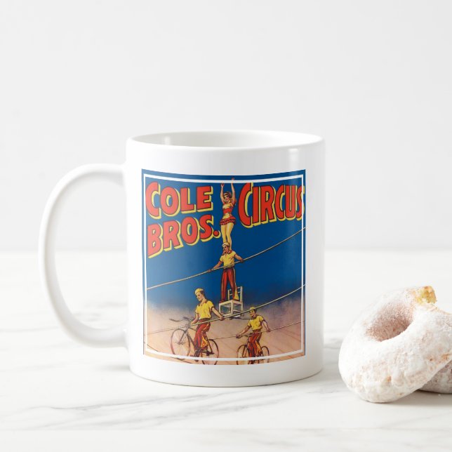 Vintage Circus-Poster med högtrådiga Acrobat Kaffemugg (Med munk)