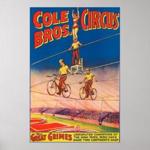 Vintage Circus-Poster med högtrådiga Acrobat Poster
