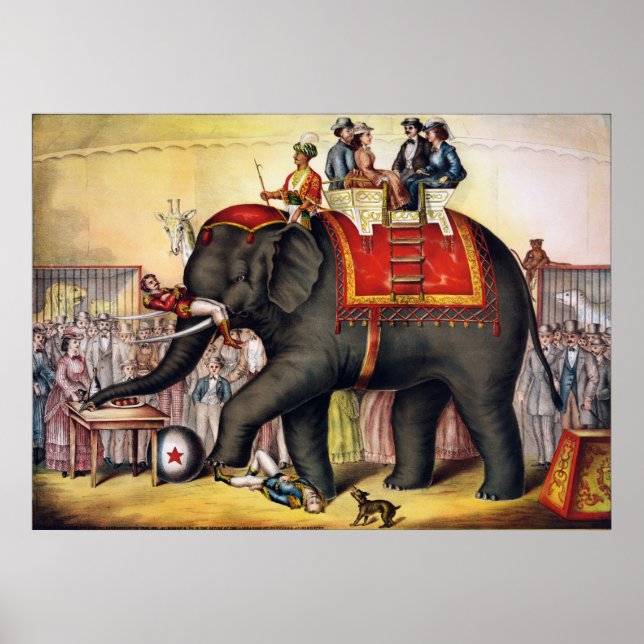 Vintage Circus Poster - Utför elefant (Framsidan)