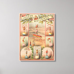 Vintage Circus Poster visa scener i Acrobatik Canvastryck