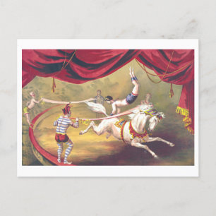 Vintage Circus Reklam Lithograph with Horses Vykort