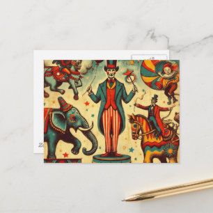 Vintage Circus Ringmaster Collage Vykort