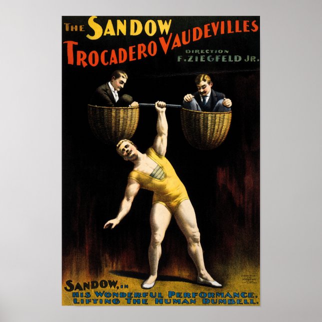Vintage Circus Strongman Advertisement Poster (Framsidan)