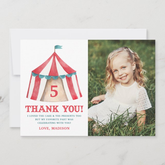 Vintage Circus Tält födelsedag Tack Kort (Framsida)