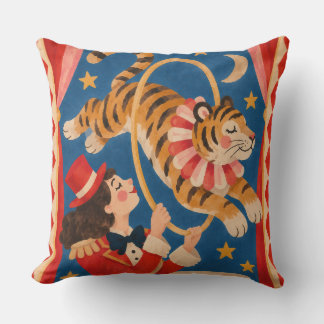 Vintage Circus Tiger och Ringmaster Funhaus Kudde