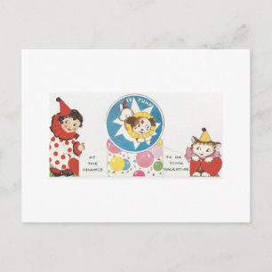 Vintage Circus Valentine Helg Vykort