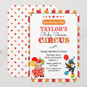 Vintage Cirkus Baby Shower Inbjudan
