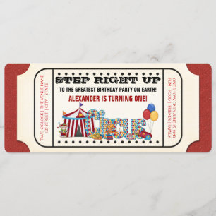 Vintage Cirkus Biljett Födelsedagsfirande Inbjudningar