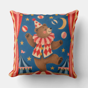 Vintage Cirkus Björn Balanserar på Boll Whimsical Kudde