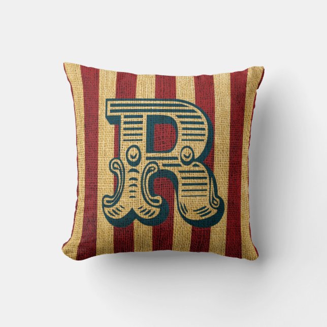 Vintage Cirkus Bokstav R Kudde (Framsida)