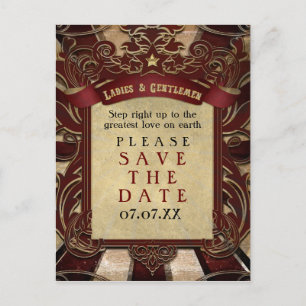 Vintage Cirkus Elegant Postkort Spara Datum Meddelande Vykort