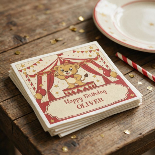 Vintage Cirkus Födelsedagsfest Pappersservett (Vintage Circus Birthday Party Napkins)