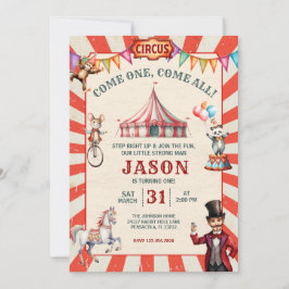 Vintage Cirkus Karneval Födelsedagsinbjudan Inbjudningar