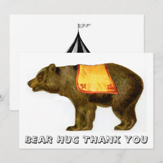 Vintage cirkus som utför björn tack kort