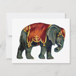 Vintage cirkus som utför elefantcirkus. anteckningskort