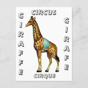 Vintage cirkus som utför giraffe vykort