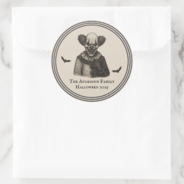 Vintage Cirkus | Spökigt Nöjesfältstema Halloween Runt Klistermärke