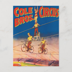 Vintage cirkusaffisch som visar högakrobater på hö vykort