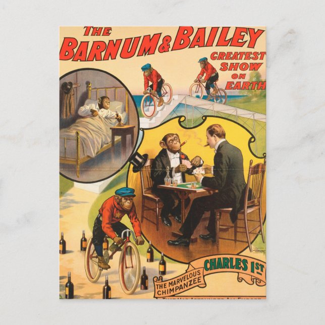 Vintage: Cirus Barnum & Bailey - Vykort (Framsida)