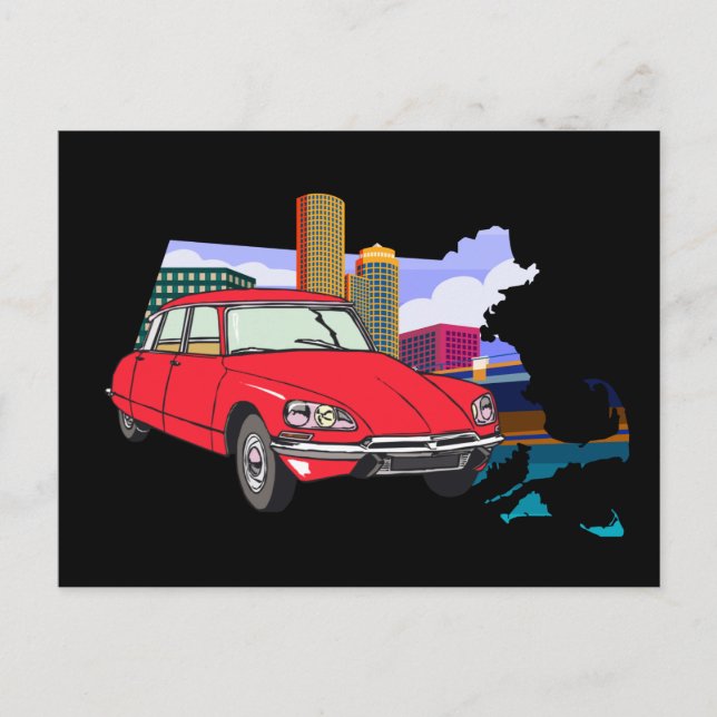 Vintage Citroen DS 19 Der Hecht  Vykort (Framsida)