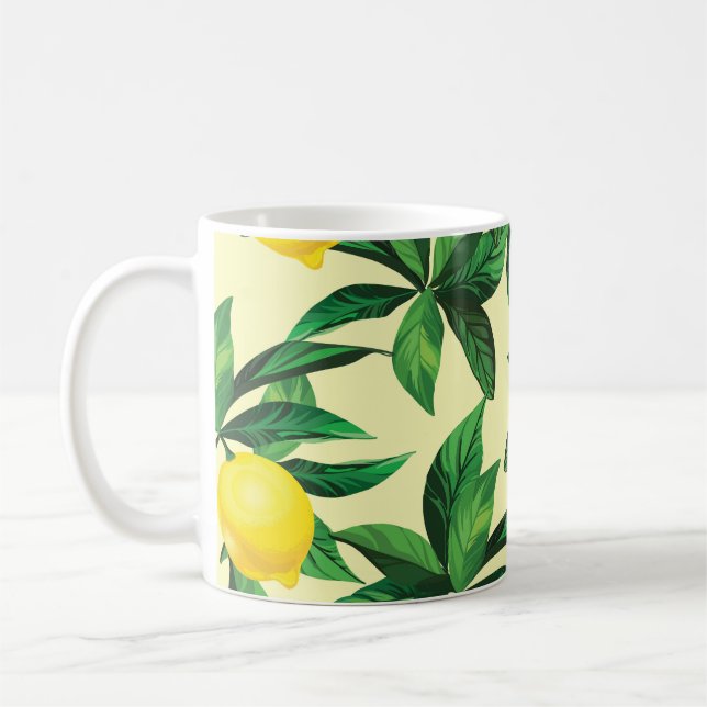 Vintage citron, dekorativt sömlöst mönster kaffemugg (Vänster)