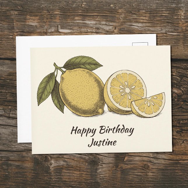 Vintage Citron Illustration Vykort (Vintage Lemon Illustration Postcard)