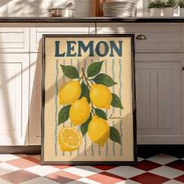 Vintage Citron Kök Medelhavet Väggtryck Poster